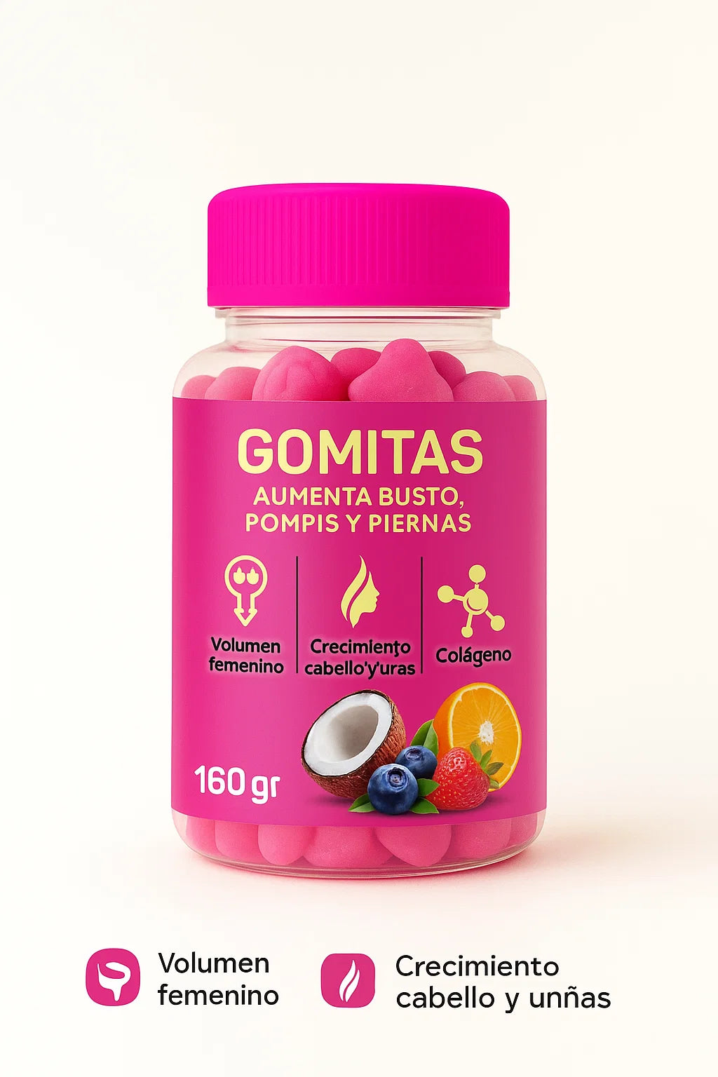 GOMITAS FUCSIA  AUMENTA BUSTO+POMPIS
